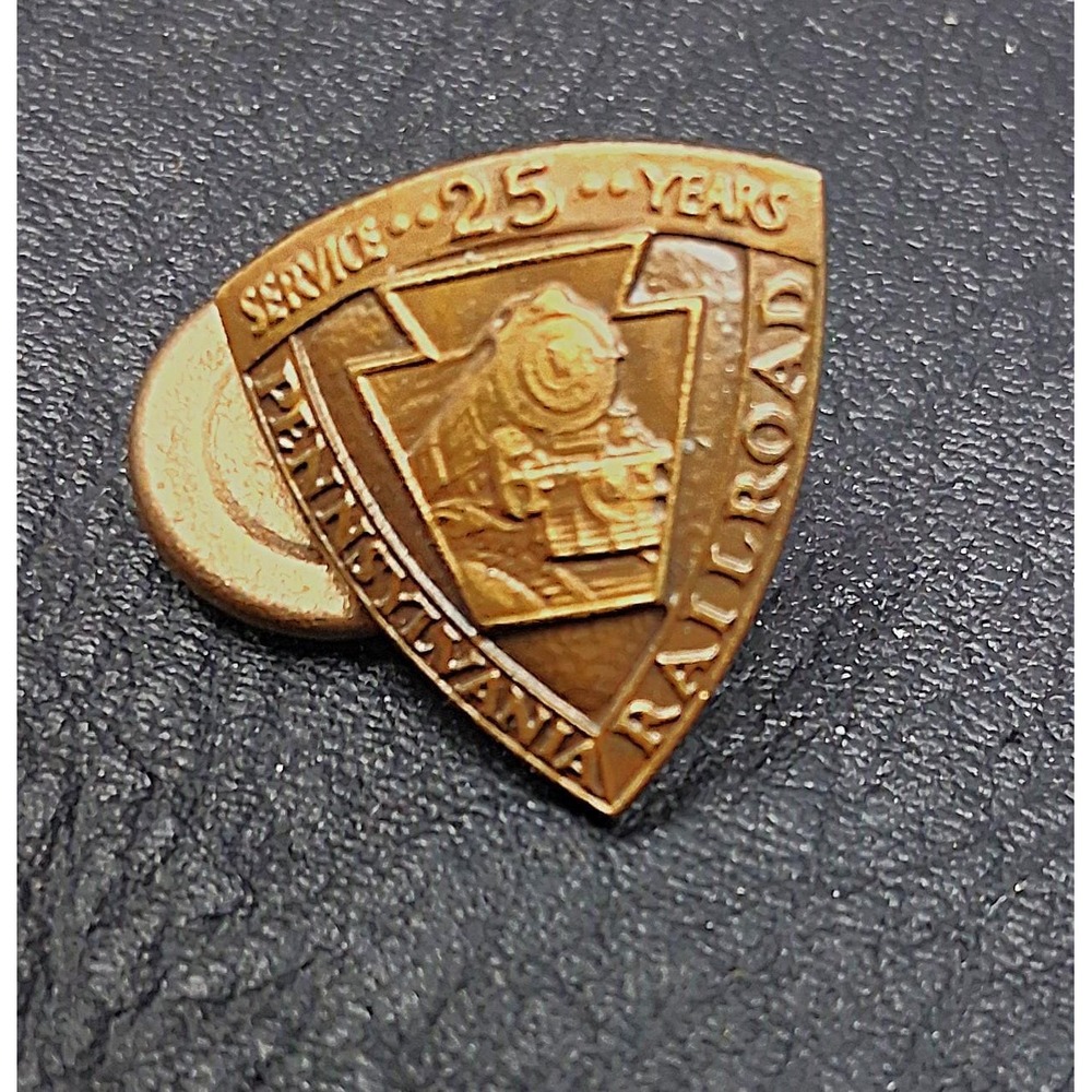 Vintage Pennsylvania Railroad Bronze 25 Year Service Pin PRR 1940s or 1950s